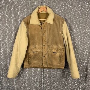 Vtg Silton Suede Leather Hunting Workwear Jacket Talon Zip Removable Sleeves